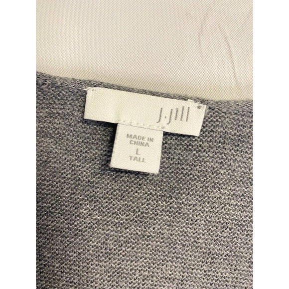 J. Jill Womens Long Open Front Silk Wool Blend Duster Cardigan Grey Tall Large - Picture 3 of 4